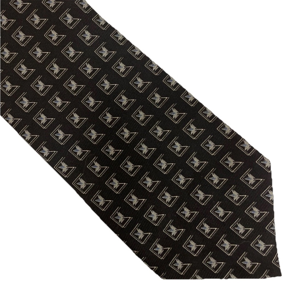 Jos A. Bank Mens Signature Collection Silk Black Geometric Leaf Tie Long 65x3.75